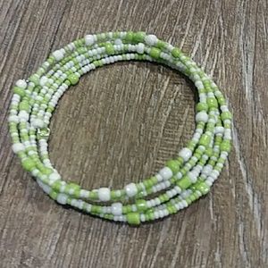 NWT One piece lime and white seed bead bracelet